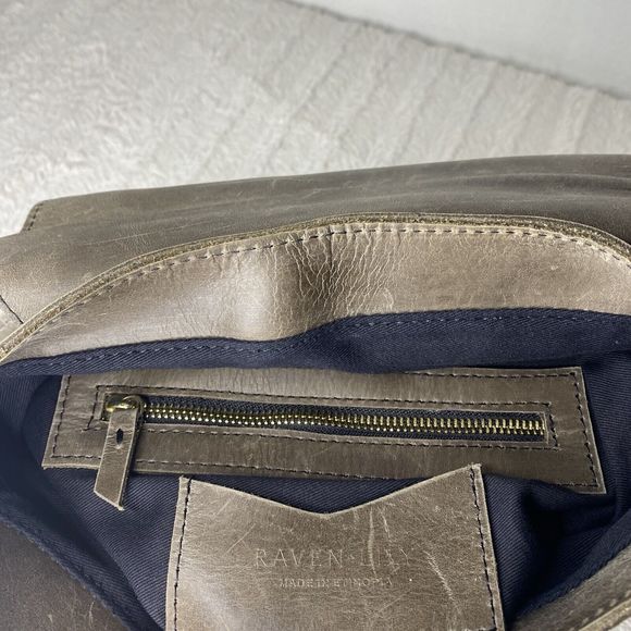 Raven + Lily Leather Addis Backpack Handbag Carryall Taupe Brown/Gray Minimalist main image 9